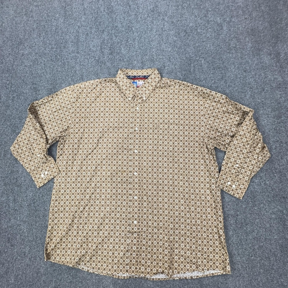 Wrangler George Strait Shirt Mens 3XL Brown Geometric Cotton Long Sleeve Western